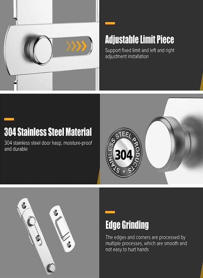 Dkriva مزلاج بوابة من الفولاذ المقاوم للصدأ من Dkriva، قفل باب وقفل مزلاج محمول، قفل مزلاج باب أمان قلاب مناسب للحظيرة، الحديقة، الحمام، الأماكن الخارجية، المرآب، النافذة، الباب المنزلق (قطعة واحدة) - Image 4